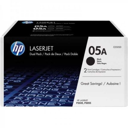 HP 05A Noir (CE505D) - Pack de 2 toners HP LaserJet d'origine