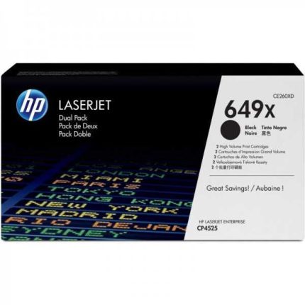 HP 649X Noir (CE260XD) - Pack de 2 toners grande capacité HP LaserJet d'origine