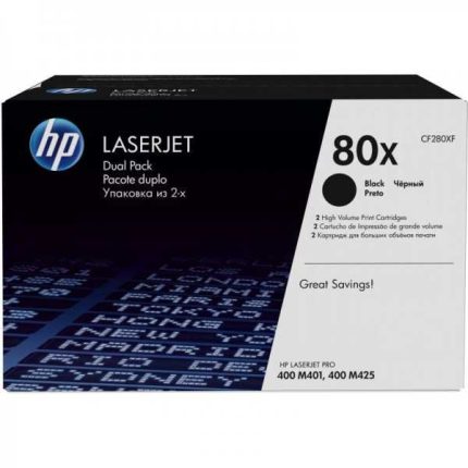 HP 80X Noir (CF280XF) - Pack de 2 toners HP LaserJet d'origine